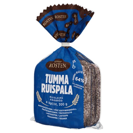 Rosten Mörk rågbitar, 4 st/300 g, mörk rågbröd