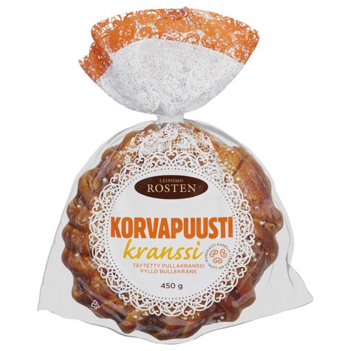 Rosten Korvapuustikranssi 450g, täytetty pullakranssi