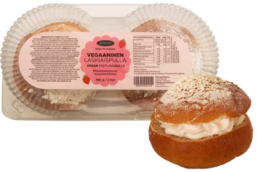 Rosten Vegaaninen Laskiaispulla mansikkatäytteellä 180 g