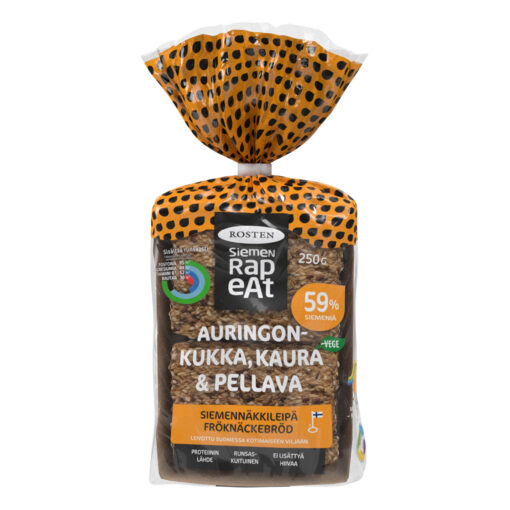 Rosten Auringonkukka, kaura & pellava siemennäkkileipä 12kpl 250g