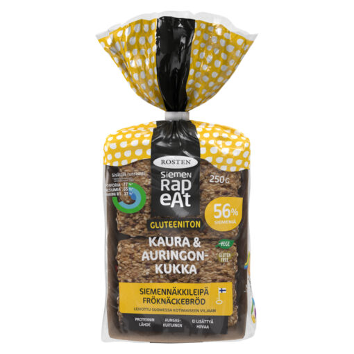 Rosten Siemenrapeat Glutenfritt Havre & Solros Knäckebröd med frön 10st 210g