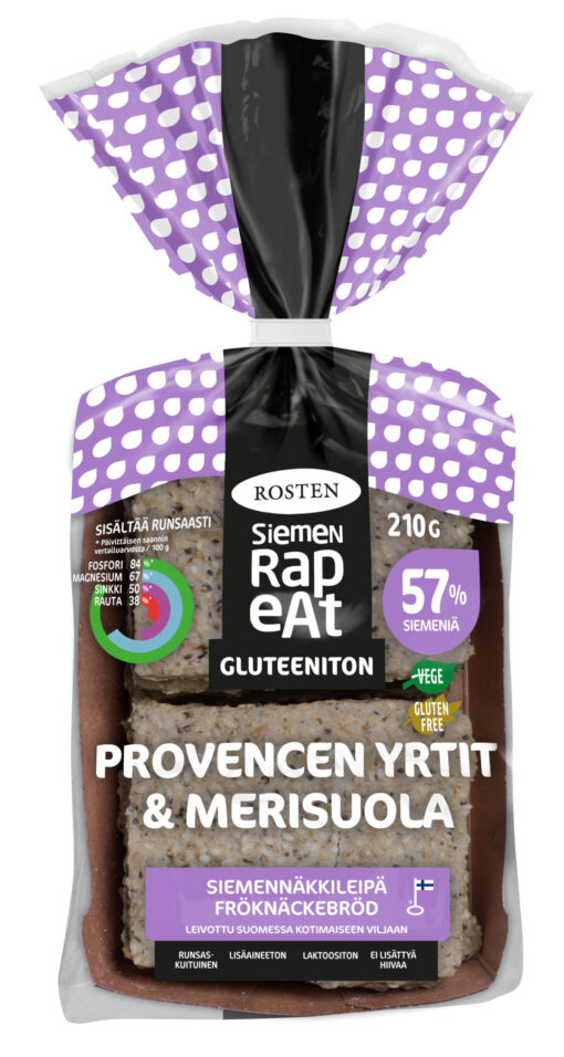 Rosten Siemenrapeat Provencen yrtit & Merisuola siemennäkkileipä 210 g