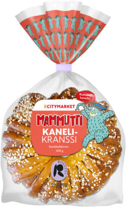 Rosten Mammuttimarkkina Kanelikranssi 400 g, täytetty pullakranssi