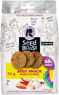 Rosten Seedboost Valkosipuli & Chili siemen snack 70 g
